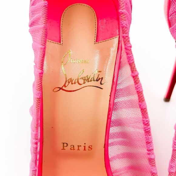 Christian Louboutin Pink Follie Draperia Mesh Pump Heels EU 40.5 US 10.5 - Picture 11 of 11